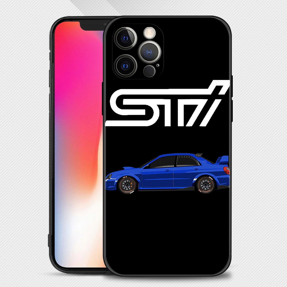 Blue Silhouette Subaru WRX STI iPhone Cases