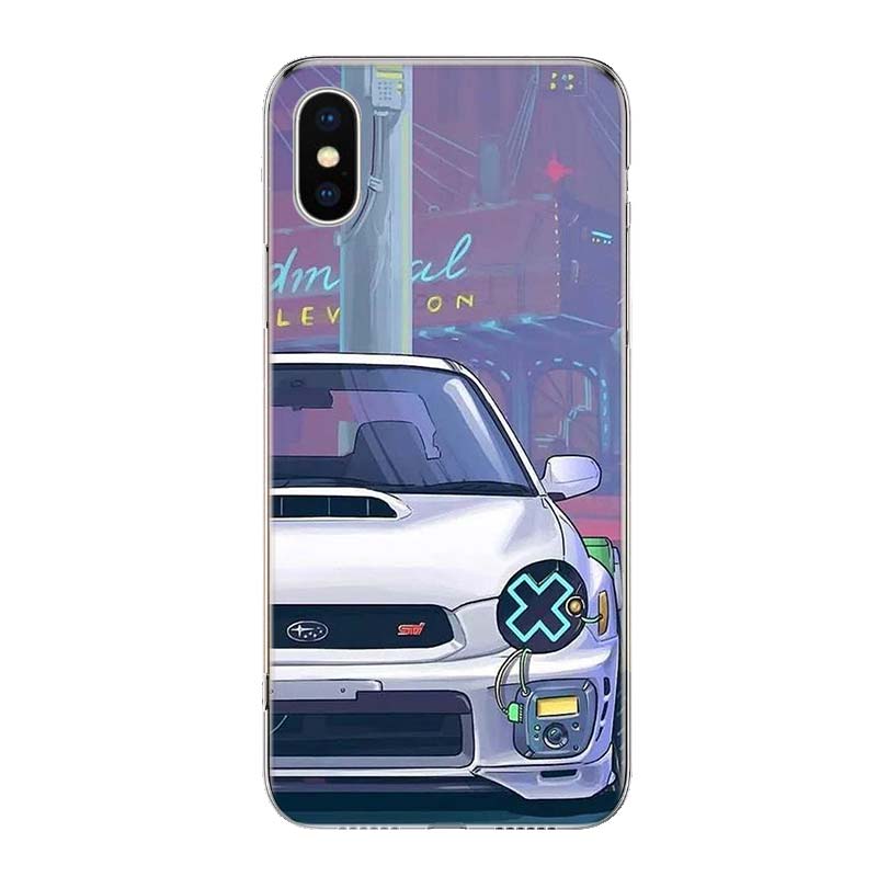 Animated White Subaru WRX STI iPhone Cases