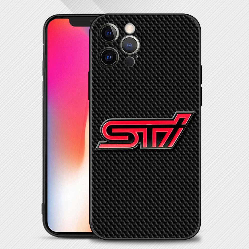 Carbon Fibre Red STI Badge iPhone Cases