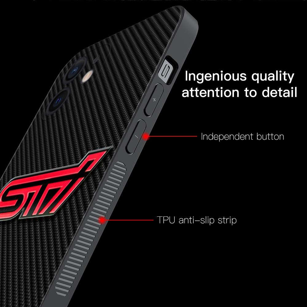 Carbon Fibre Red STI Badge iPhone Cases