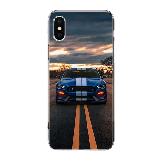 Blue Striped Ford Mustang iPhone Cases