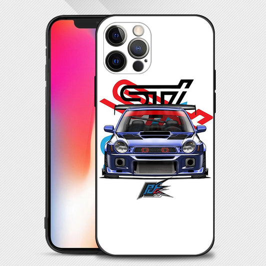 Blue On White Subaru WRX STI iPhone Cases