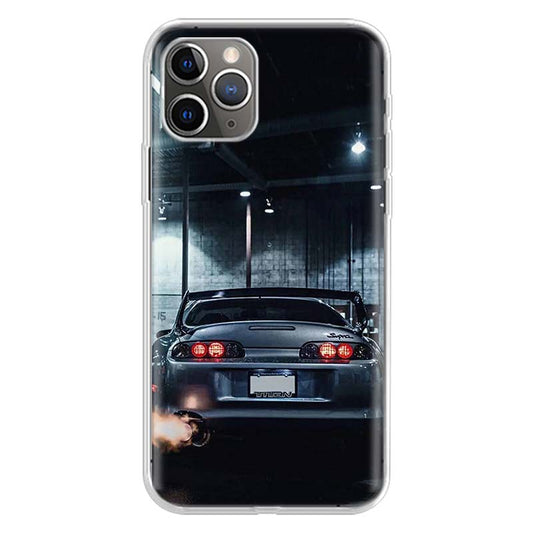 Backfiring Silver Toyota Supra iPhone Cases