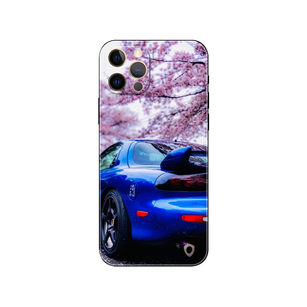 Classic Cherry Blossom Blue Rx7 iPhone Case